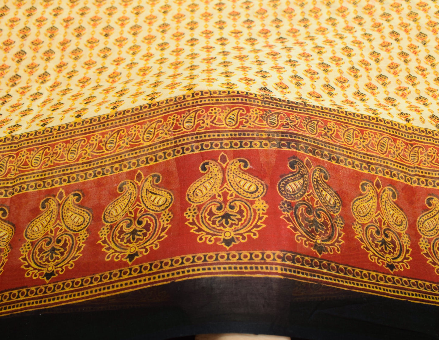 Sushila Vintage Yellow Scrap Saree Pure Cotton Printed Floral Sari Craft Fabric