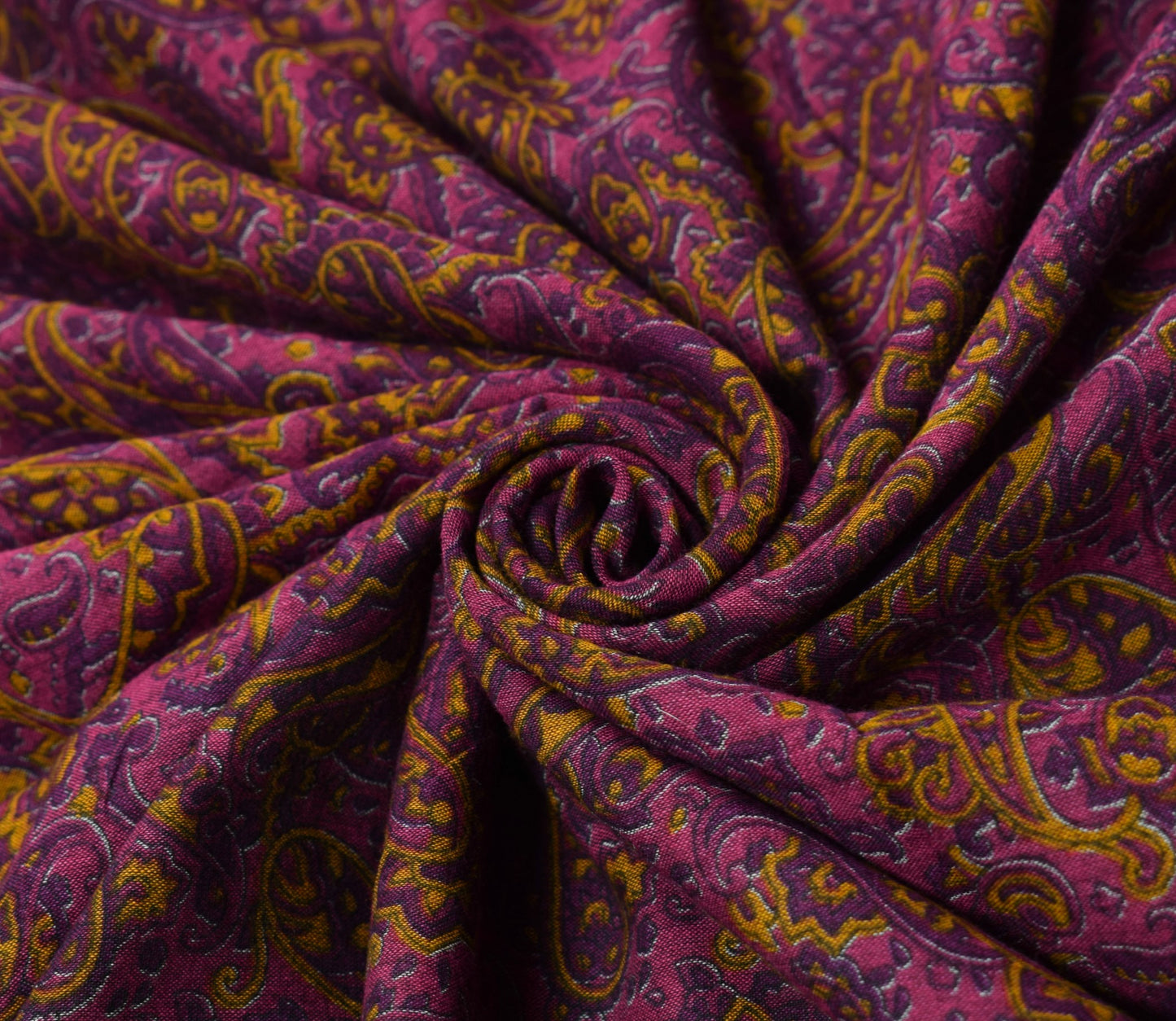 Sushila Vintage Magenta Scrap Saree Pure Cotton Printed Paisley Sari 5 YD Fabric