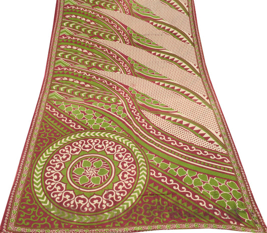 Sushila Vintage Multi-Color Scrap Saree Pure Cotton Printed Craft Sari Fabric