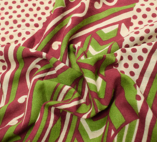 Sushila Vintage Multi-Color Scrap Saree Pure Cotton Printed Craft Sari Fabric