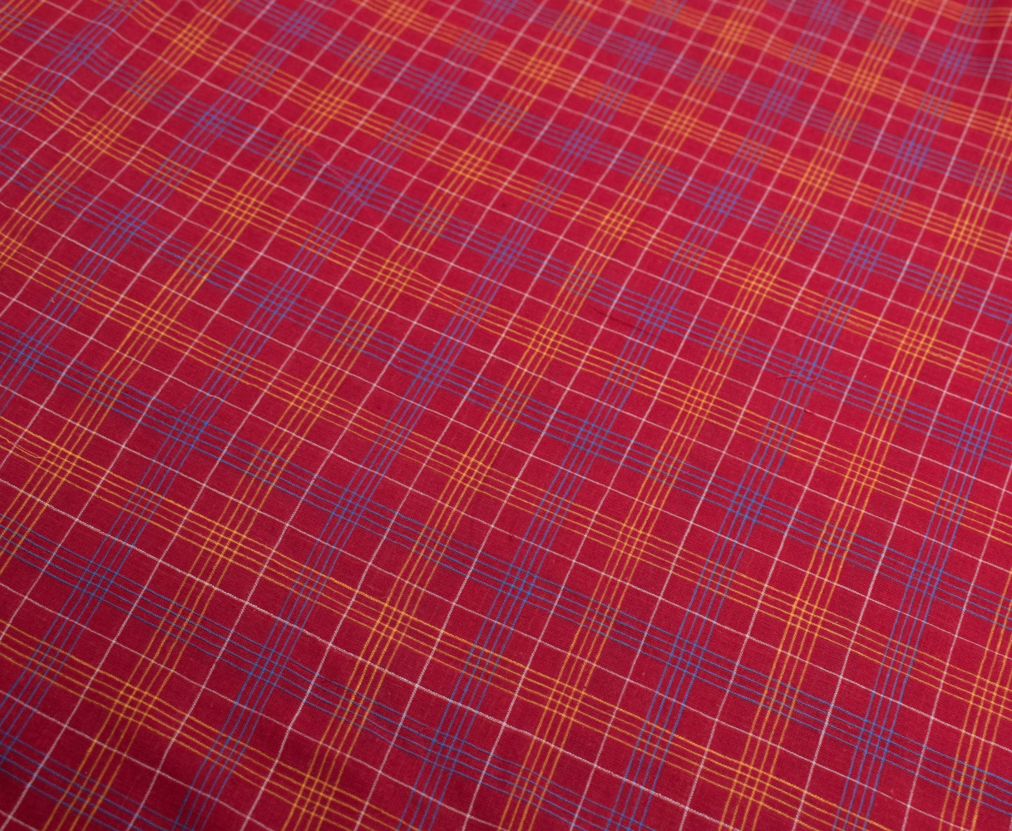 Sushila Vintage Maroon Scrap Saree Pure Cotton Hand Woven Checks Sari Fabric