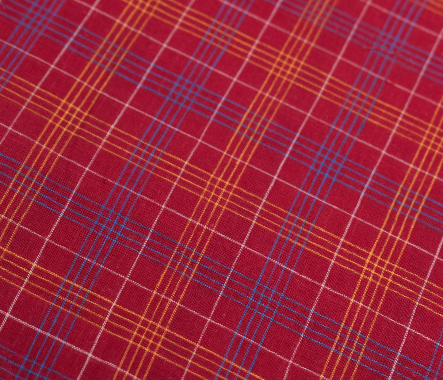 Sushila Vintage Maroon Scrap Saree Pure Cotton Hand Woven Checks Sari Fabric