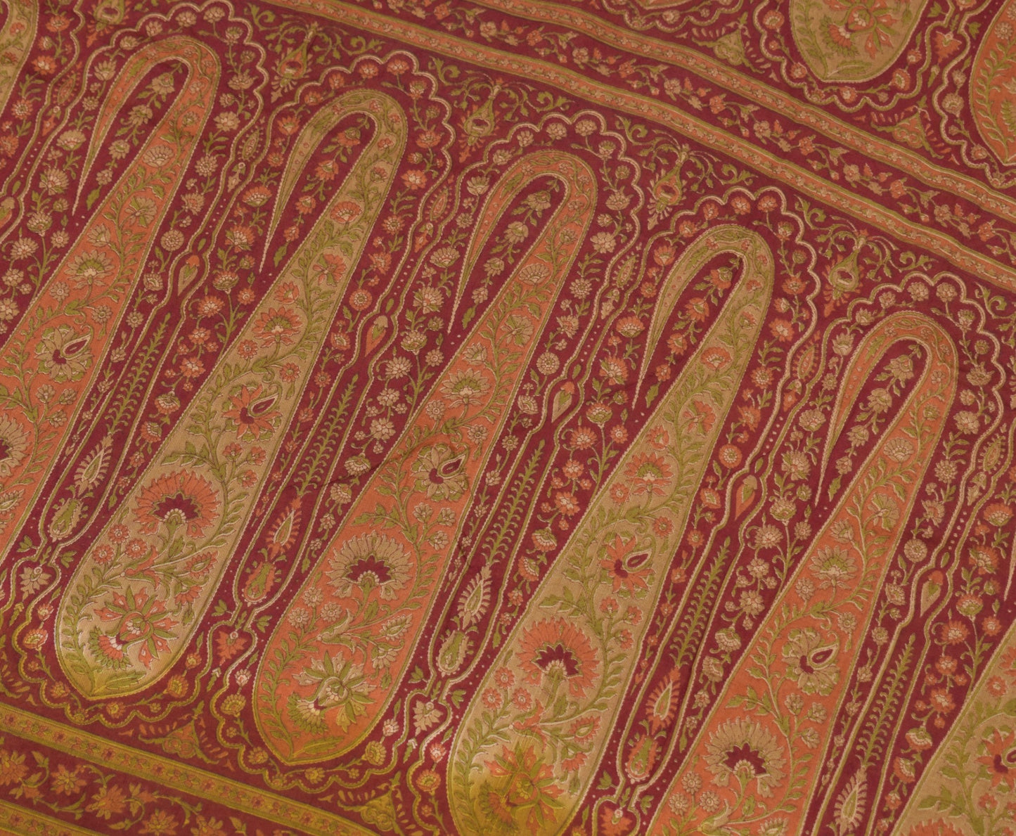 Sushila Vintage Green Floral Scrap Saree Pure Cotton Printed Remnant Sari Fabric