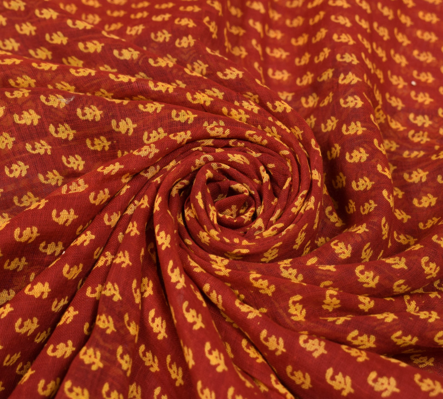 Sushila Vintage Red Scrap Saree Pure Cotton Printed & Embroidered Sari Fabric