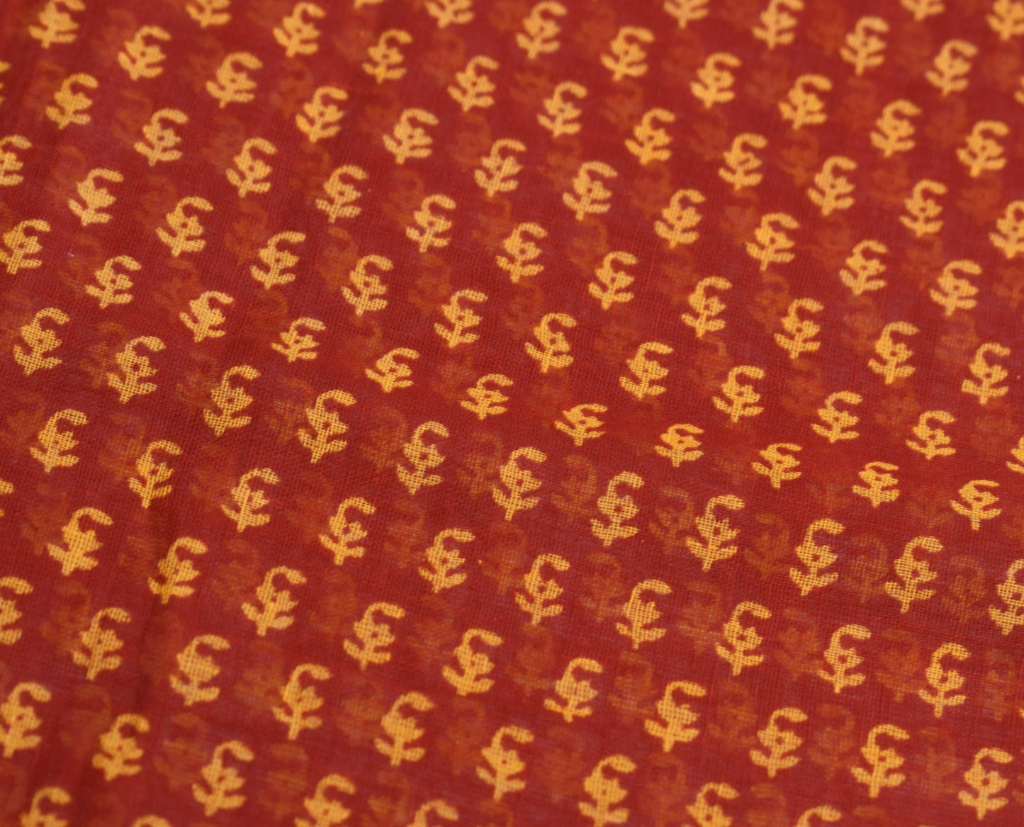 Sushila Vintage Red Scrap Saree Pure Cotton Printed & Embroidered Sari Fabric