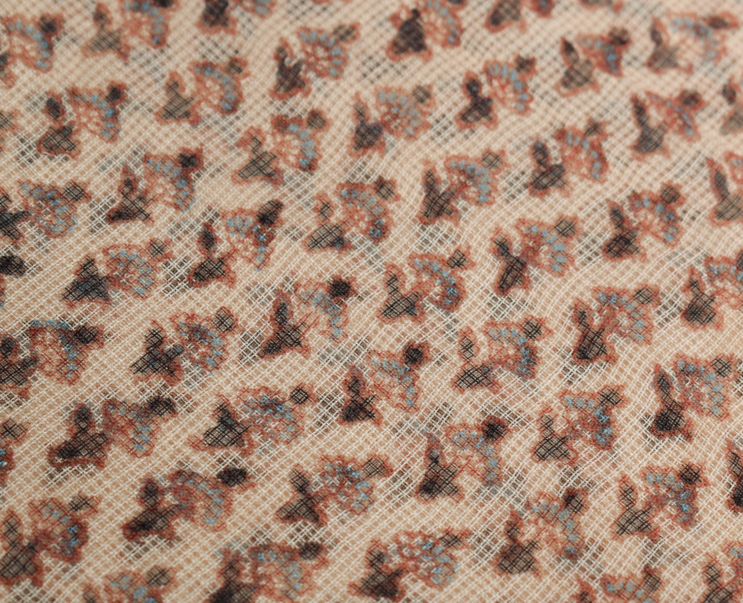 Sushila Vintage Cream Scrap Saree Pure Kota Doria Hand Block Printed Sari Fabric