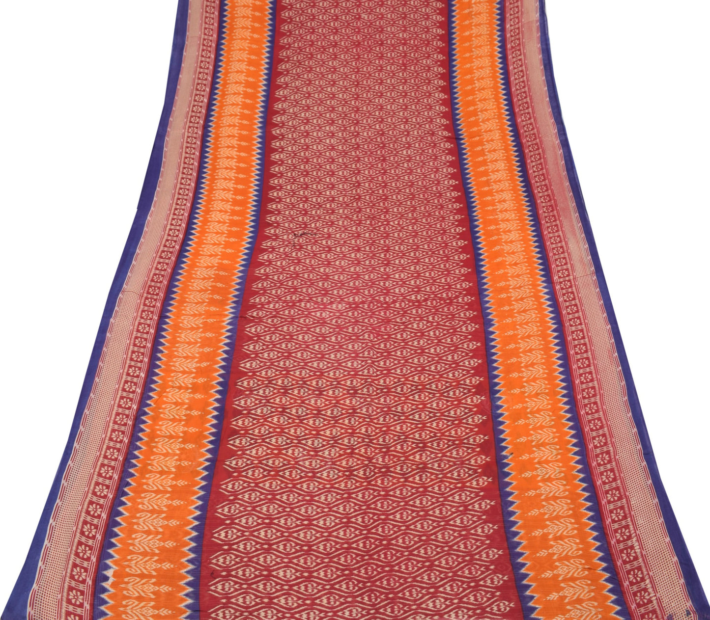 Sushila Vintage Maroon Scrap Saree Pure Cotton Printed & Embroidered Sari Fabric