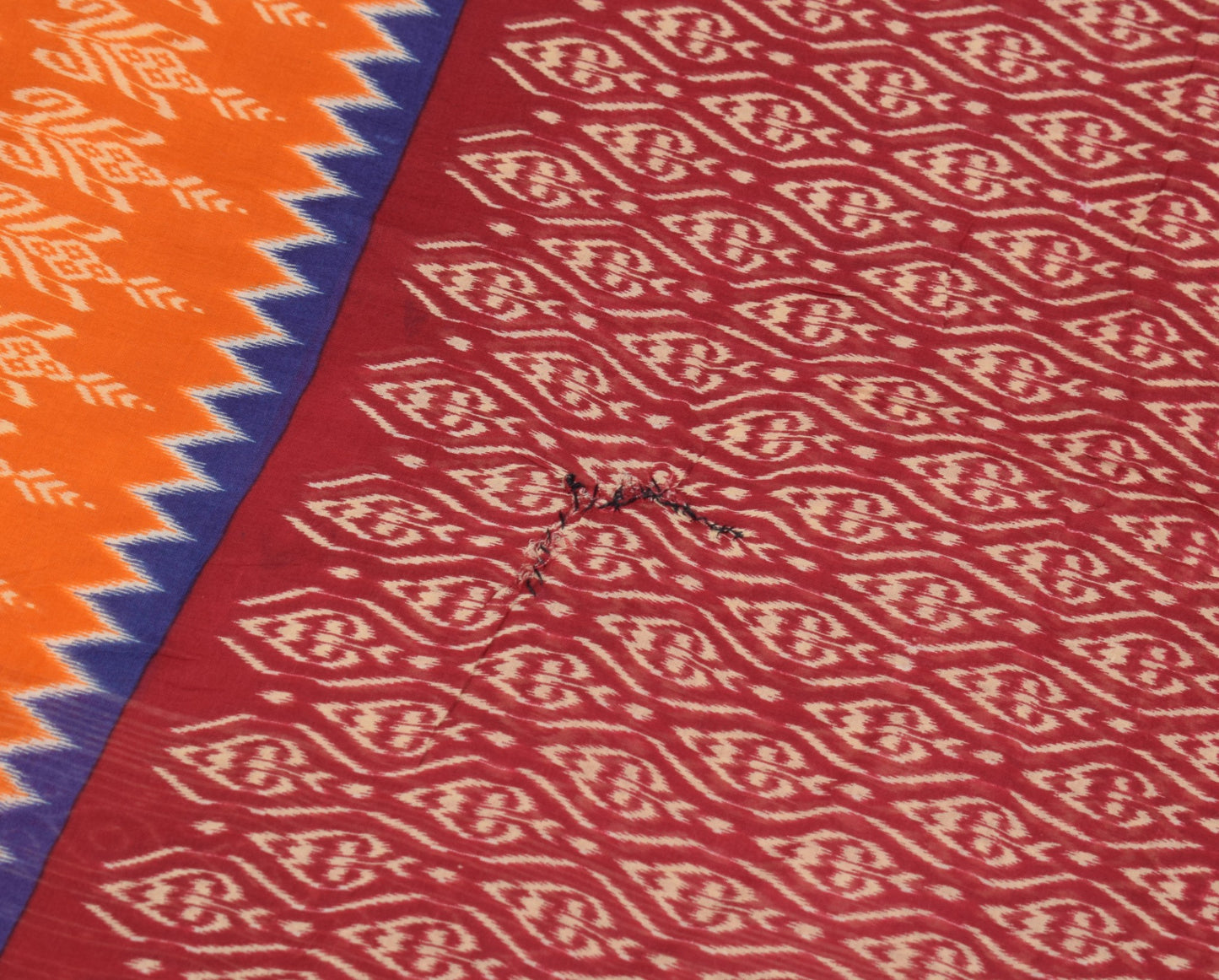 Sushila Vintage Maroon Scrap Saree Pure Cotton Printed & Embroidered Sari Fabric