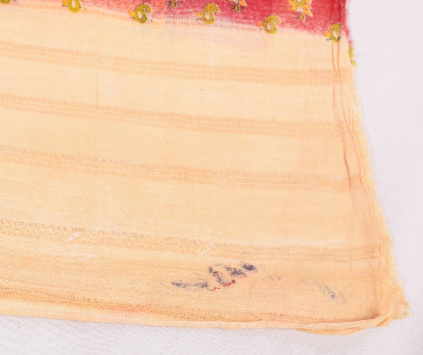 Sushila Vintage Red Scrap Saree Pure Cotton Printed Paisley Sari Remnant Fabric