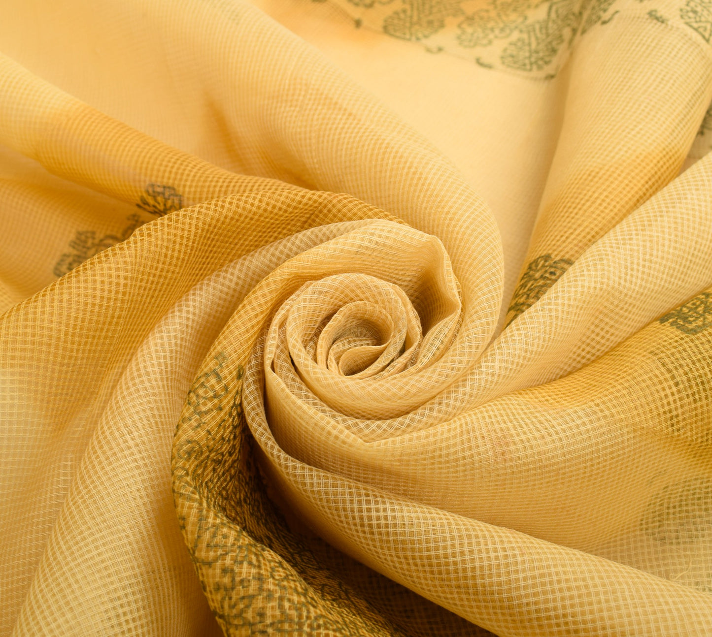 Sushila Vintage Kota Doria Scrap Saree Pure Cotton HandBlock Printed Sari Fabric