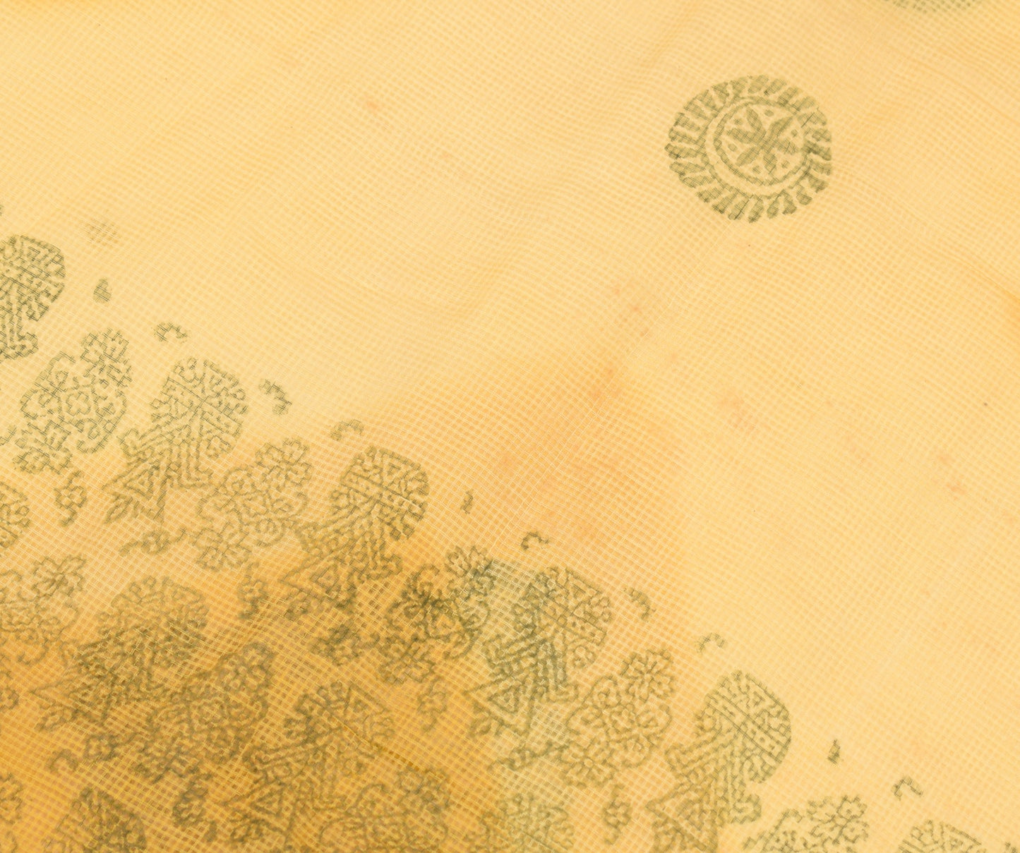 Sushila Vintage Kota Doria Scrap Saree Pure Cotton HandBlock Printed Sari Fabric