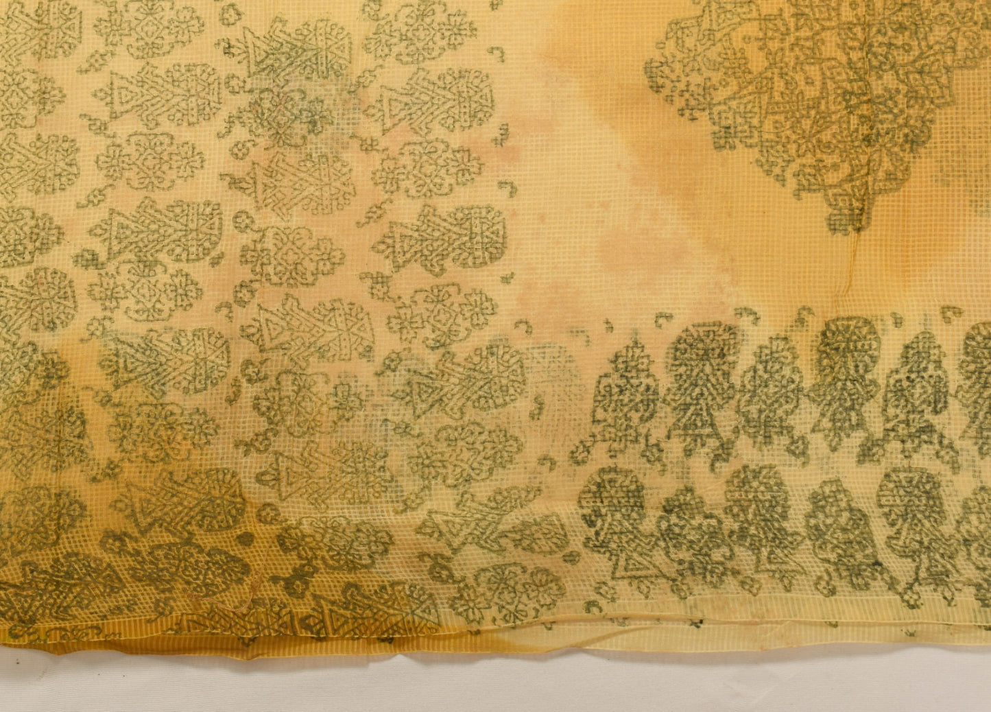 Sushila Vintage Kota Doria Scrap Saree Pure Cotton HandBlock Printed Sari Fabric