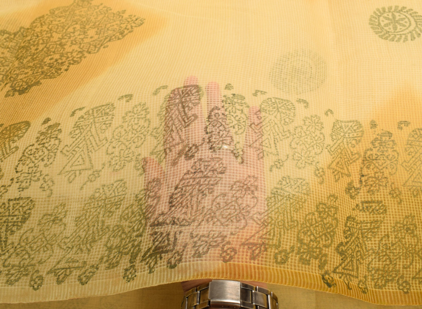 Sushila Vintage Kota Doria Scrap Saree Pure Cotton HandBlock Printed Sari Fabric