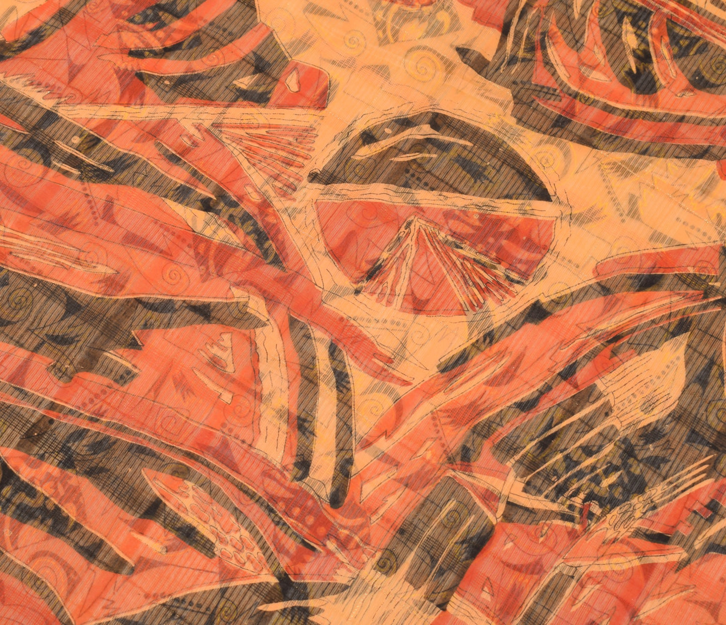 Sushila Vintage Peach Scrap Saree Pure Cotton Printed Indian Sari Craft Fabric