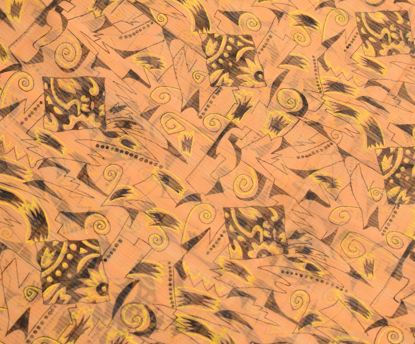 Sushila Vintage Peach Scrap Saree Pure Cotton Printed Indian Sari Craft Fabric