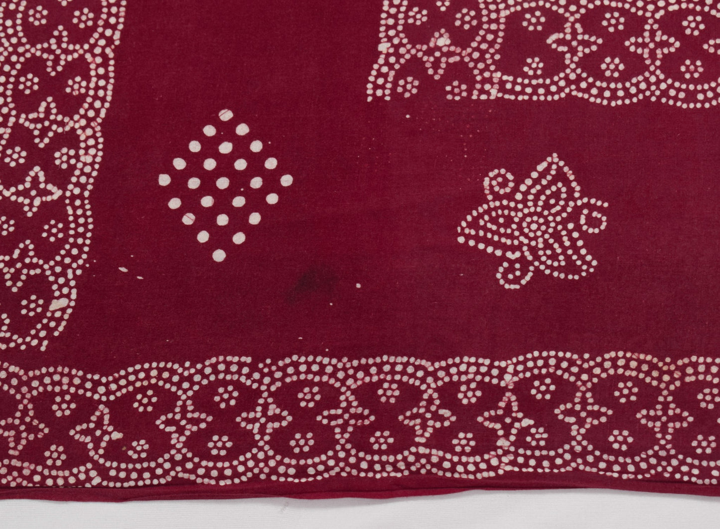 Sushila Vintage Off White Scrap Saree Pure Cotton Printed Batik Soft Sari Fabric