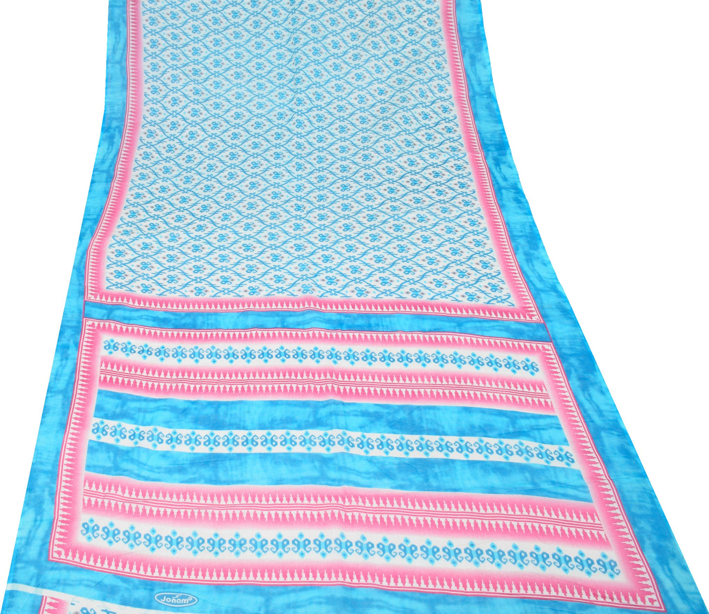 Sushila Vintage White Scrap Saree Pure Cotton Paisley Printed Sari Craft Fabric