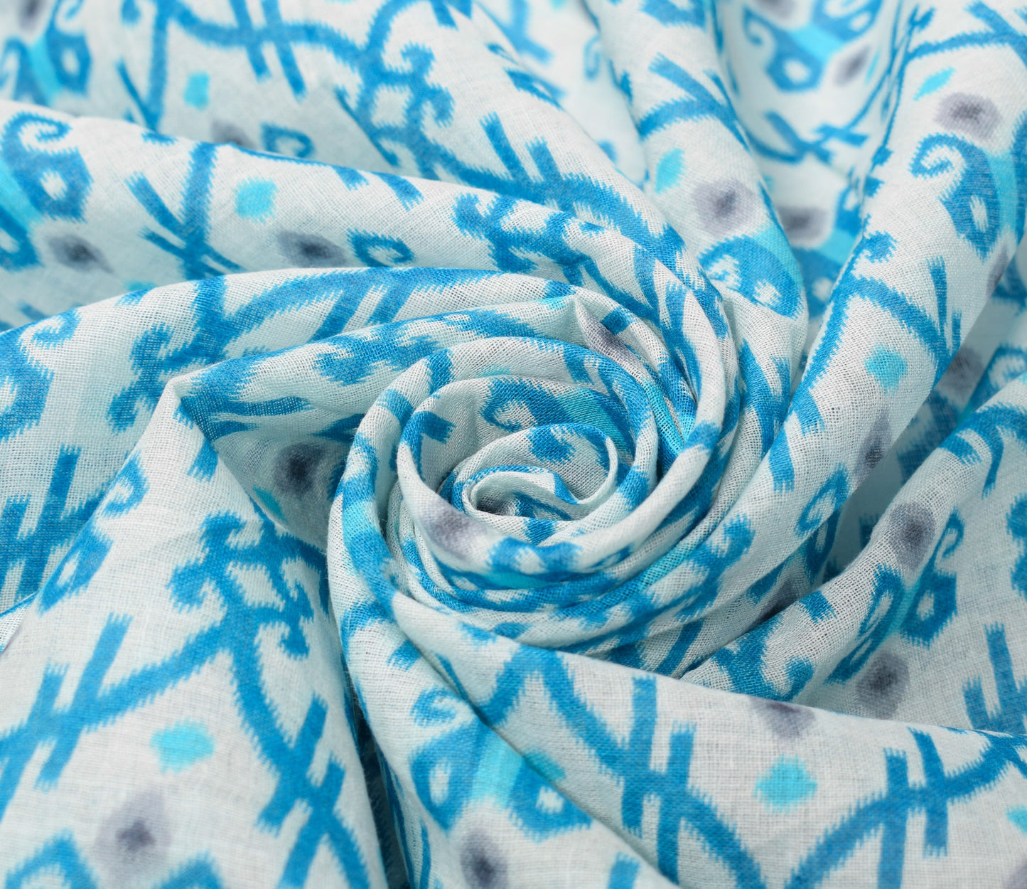 Sushila Vintage White Scrap Saree Pure Cotton Paisley Printed Sari Craft Fabric