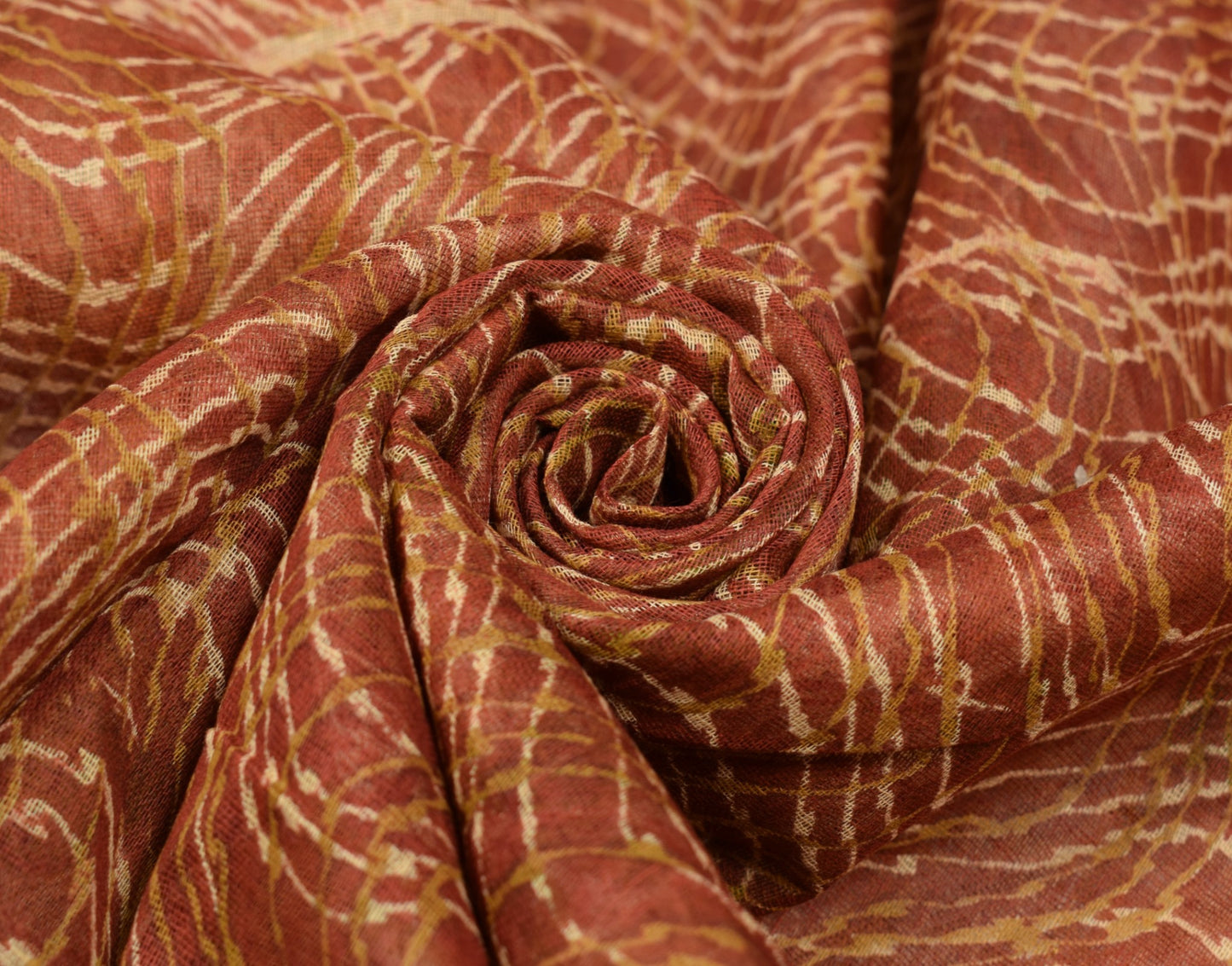 Sushila Vintage Brown Scrap Saree Pure Cotton Printed Indian Sari Craft Fabric