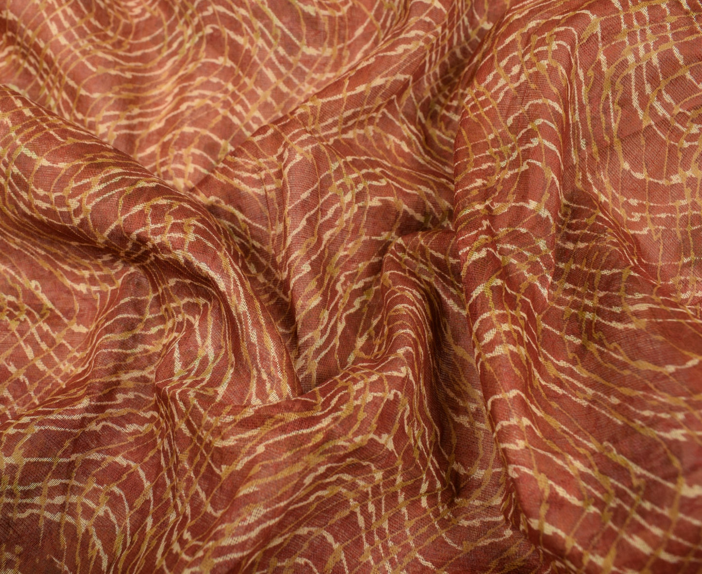 Sushila Vintage Brown Scrap Saree Pure Cotton Printed Indian Sari Craft Fabric