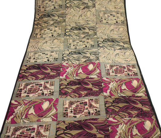 Sushila Vintage Multi-Color Scrap Saree Pure Georgette Printed Sari Fabric