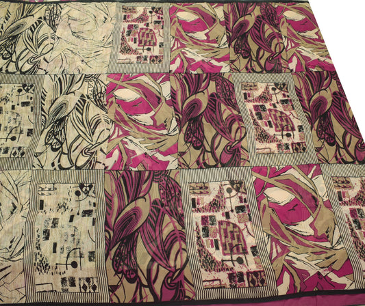 Sushila Vintage Multi-Color Scrap Saree Pure Georgette Printed Sari Fabric