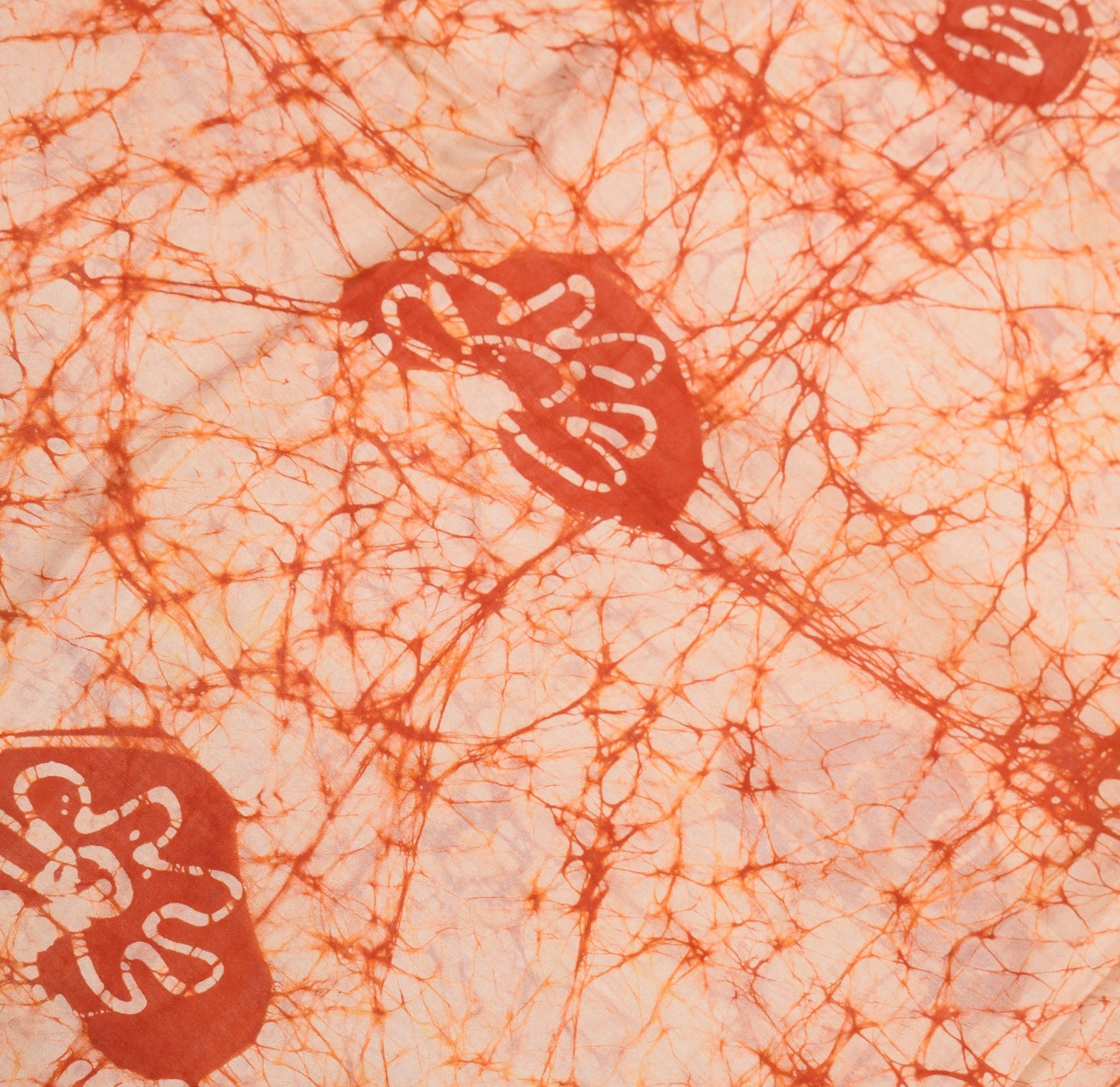 Sushila Vintage Rust Scrap Saree Pure Silk Batik Printed Remnant Sari 5YD Fabric