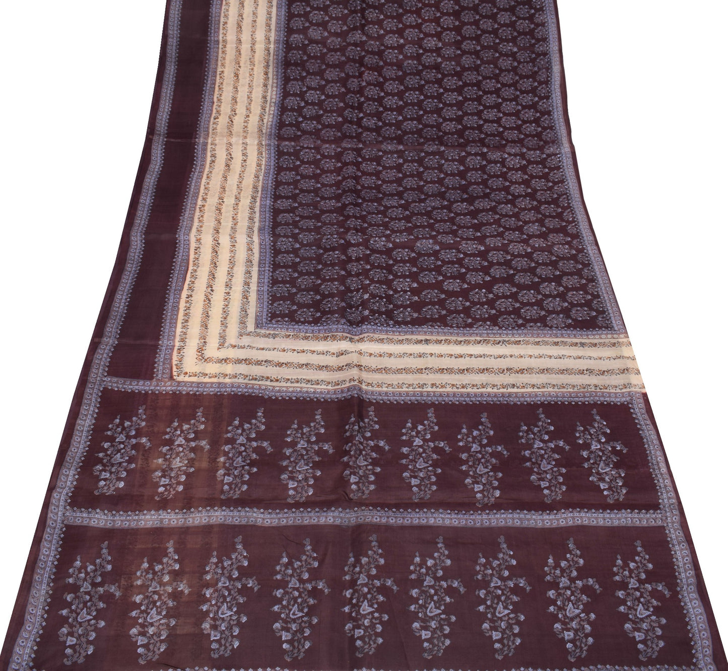 Sushila Vintage Floral Scrap Saree Pure Silk Printed Floral Remnant Sari Fabric