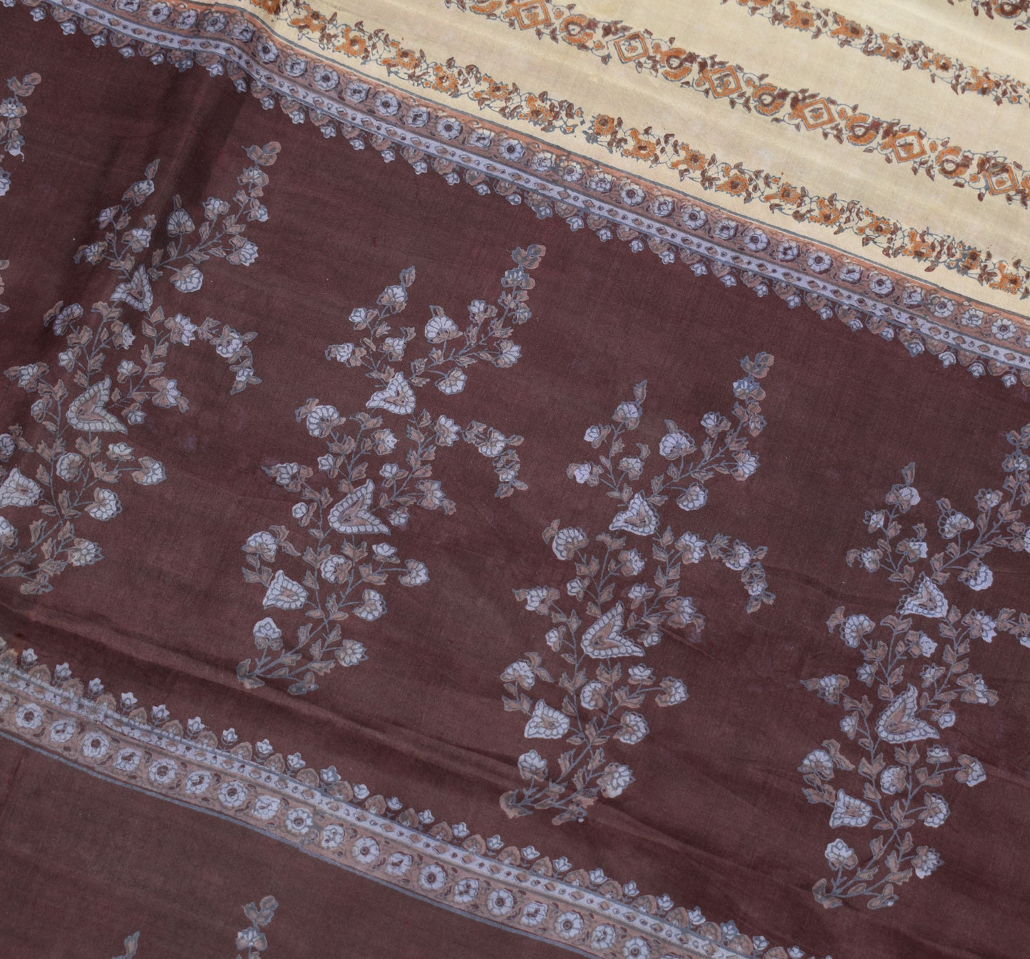 Sushila Vintage Floral Scrap Saree Pure Silk Printed Floral Remnant Sari Fabric