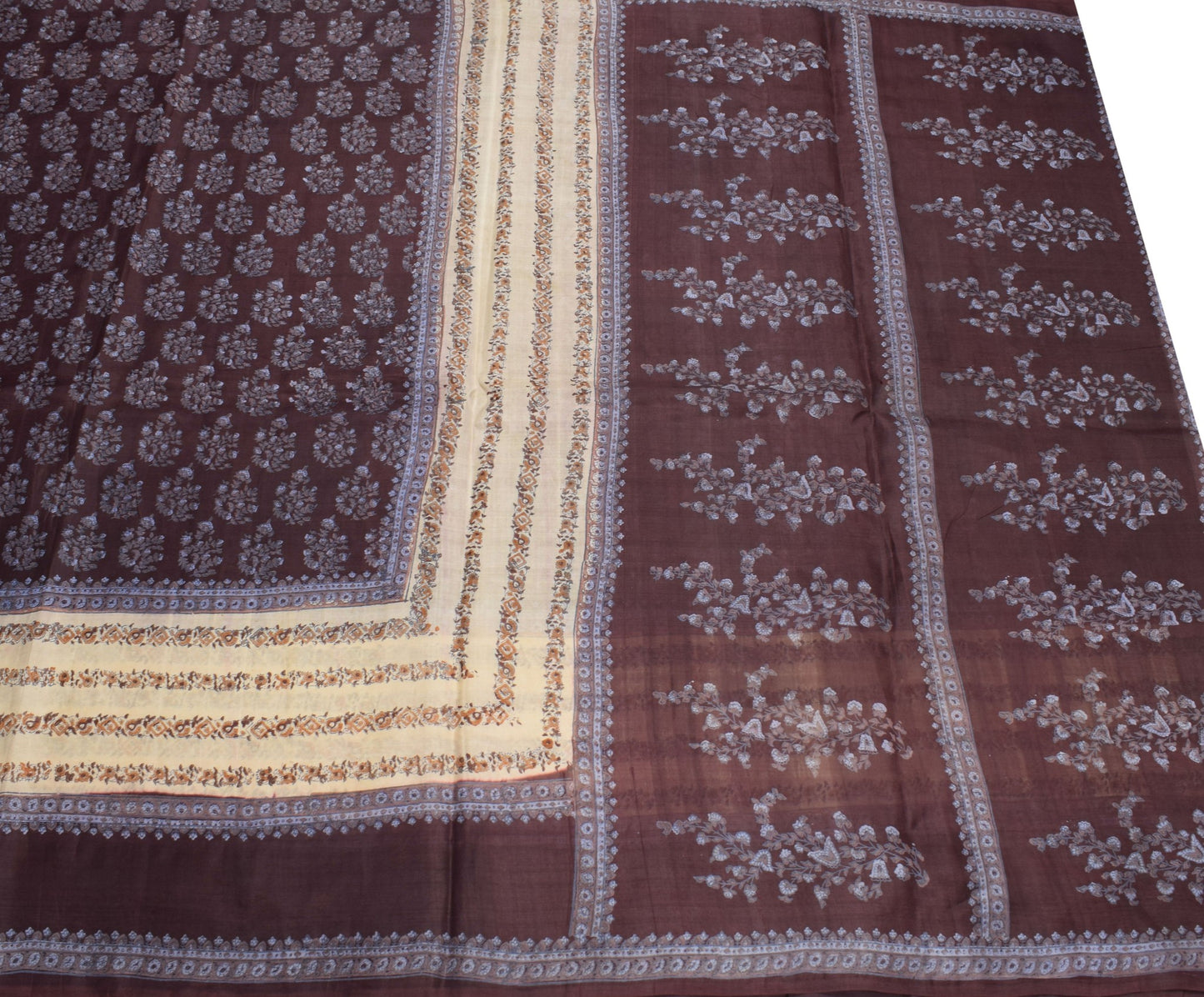 Sushila Vintage Floral Scrap Saree Pure Silk Printed Floral Remnant Sari Fabric