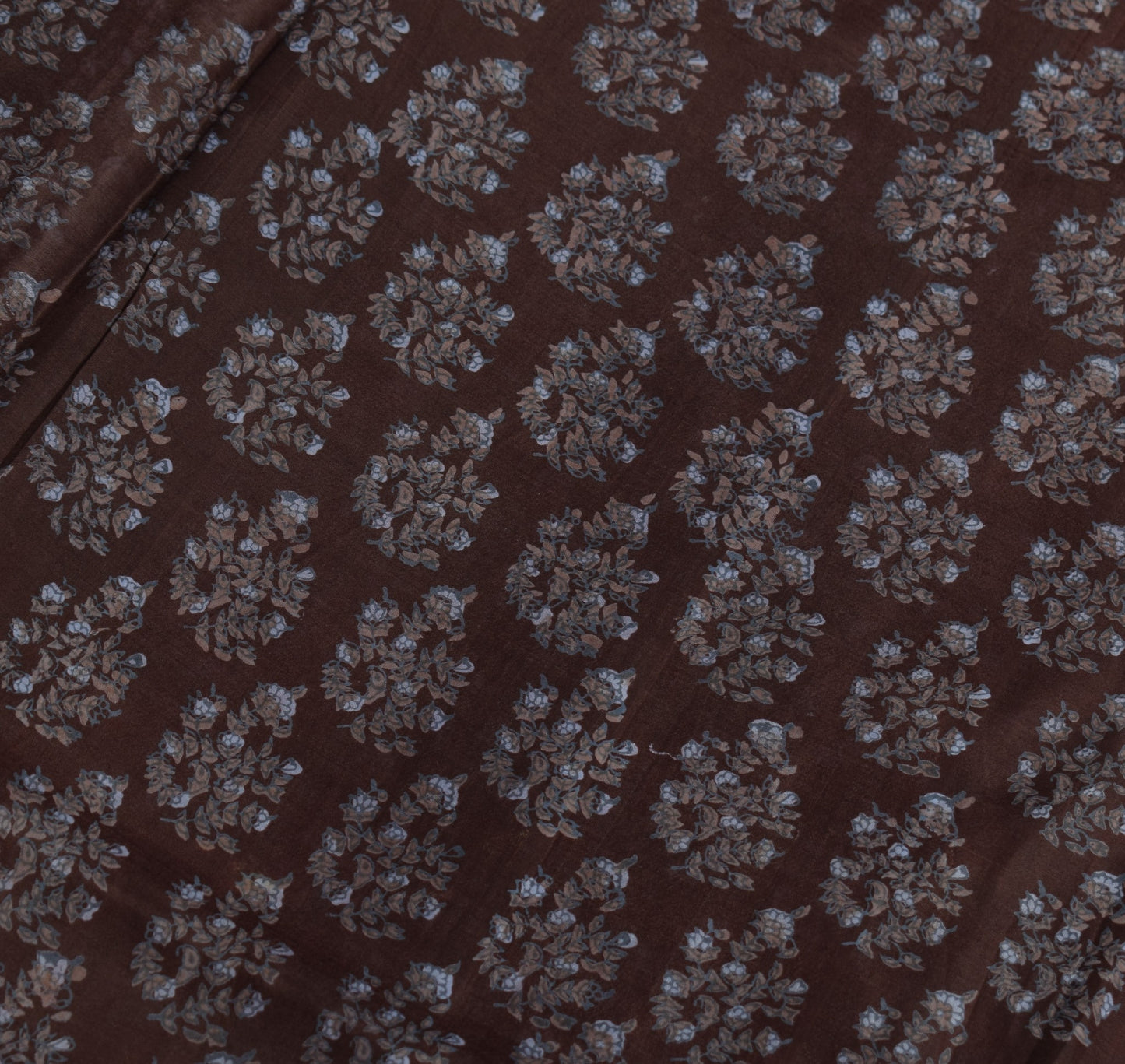 Sushila Vintage Floral Scrap Saree Pure Silk Printed Floral Remnant Sari Fabric