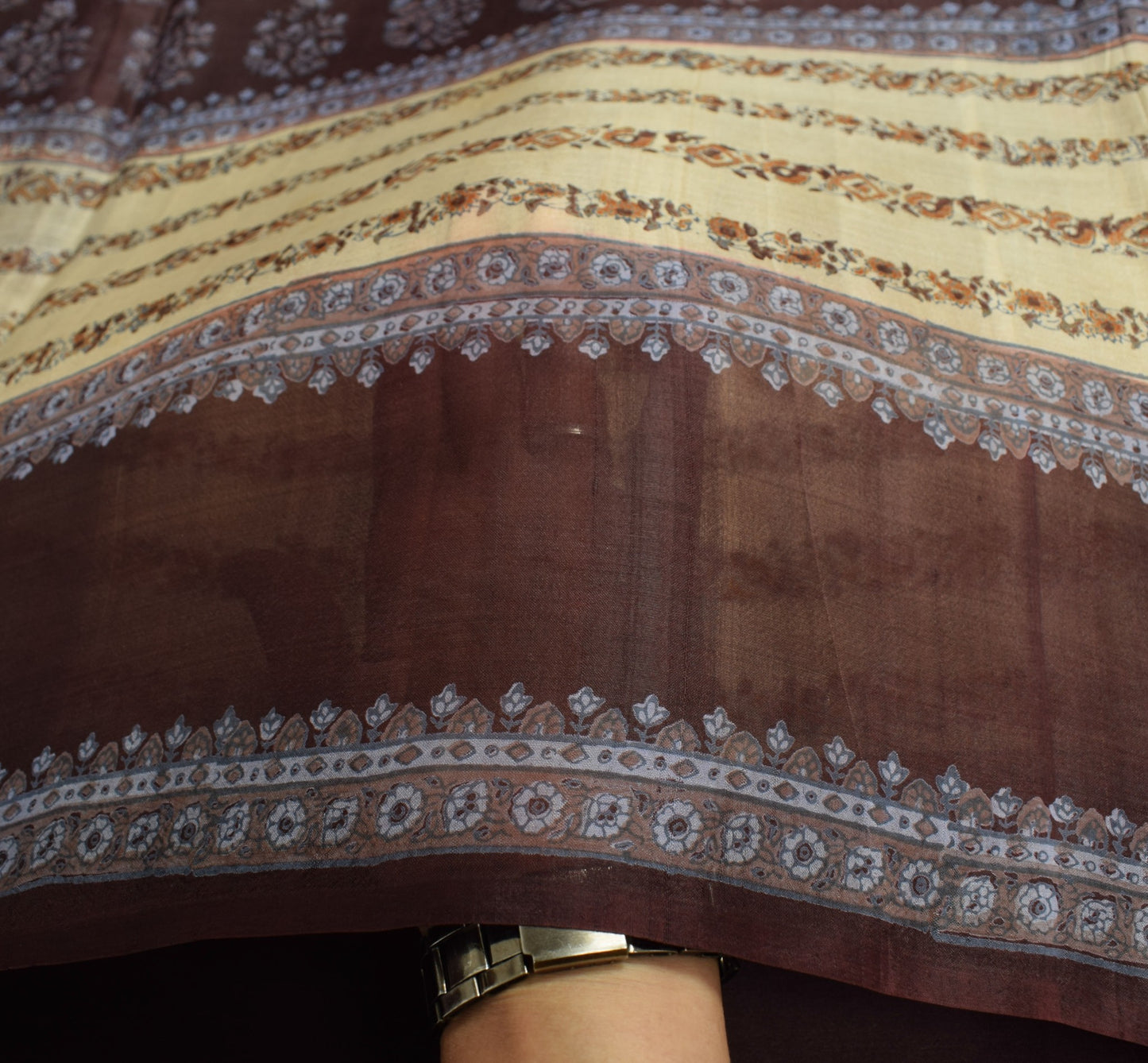 Sushila Vintage Floral Scrap Saree Pure Silk Printed Floral Remnant Sari Fabric