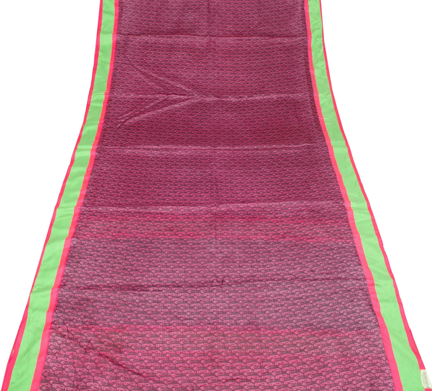 Sushila Vintage Purple Scrap Saree Pure Silk Printed Paisley Remnant Sari Fabric