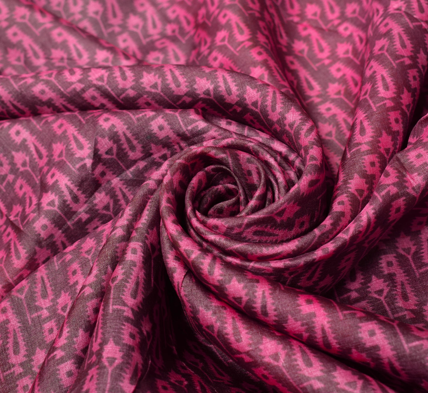 Sushila Vintage Purple Scrap Saree Pure Silk Printed Paisley Remnant Sari Fabric