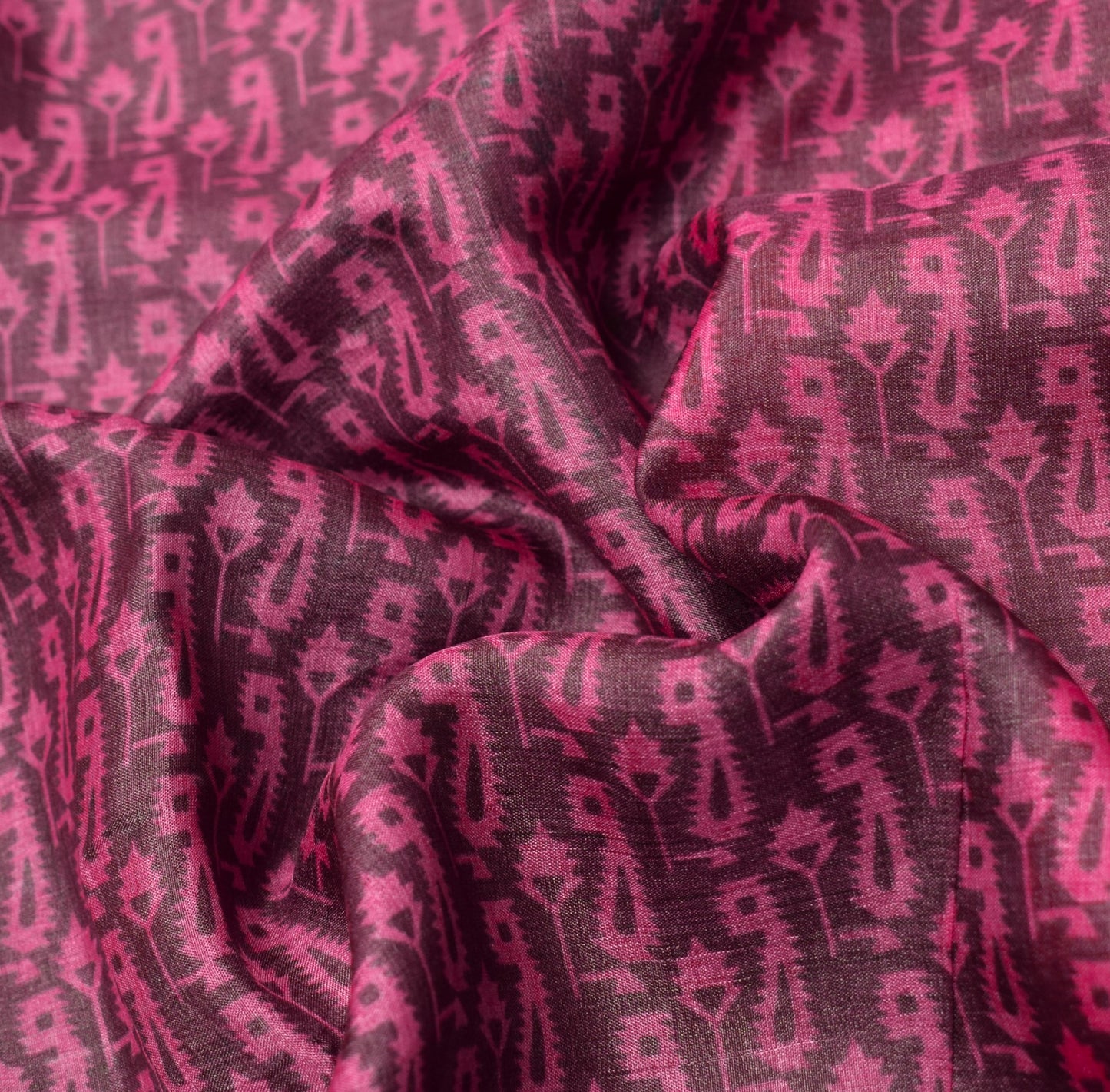 Sushila Vintage Purple Scrap Saree Pure Silk Printed Paisley Remnant Sari Fabric