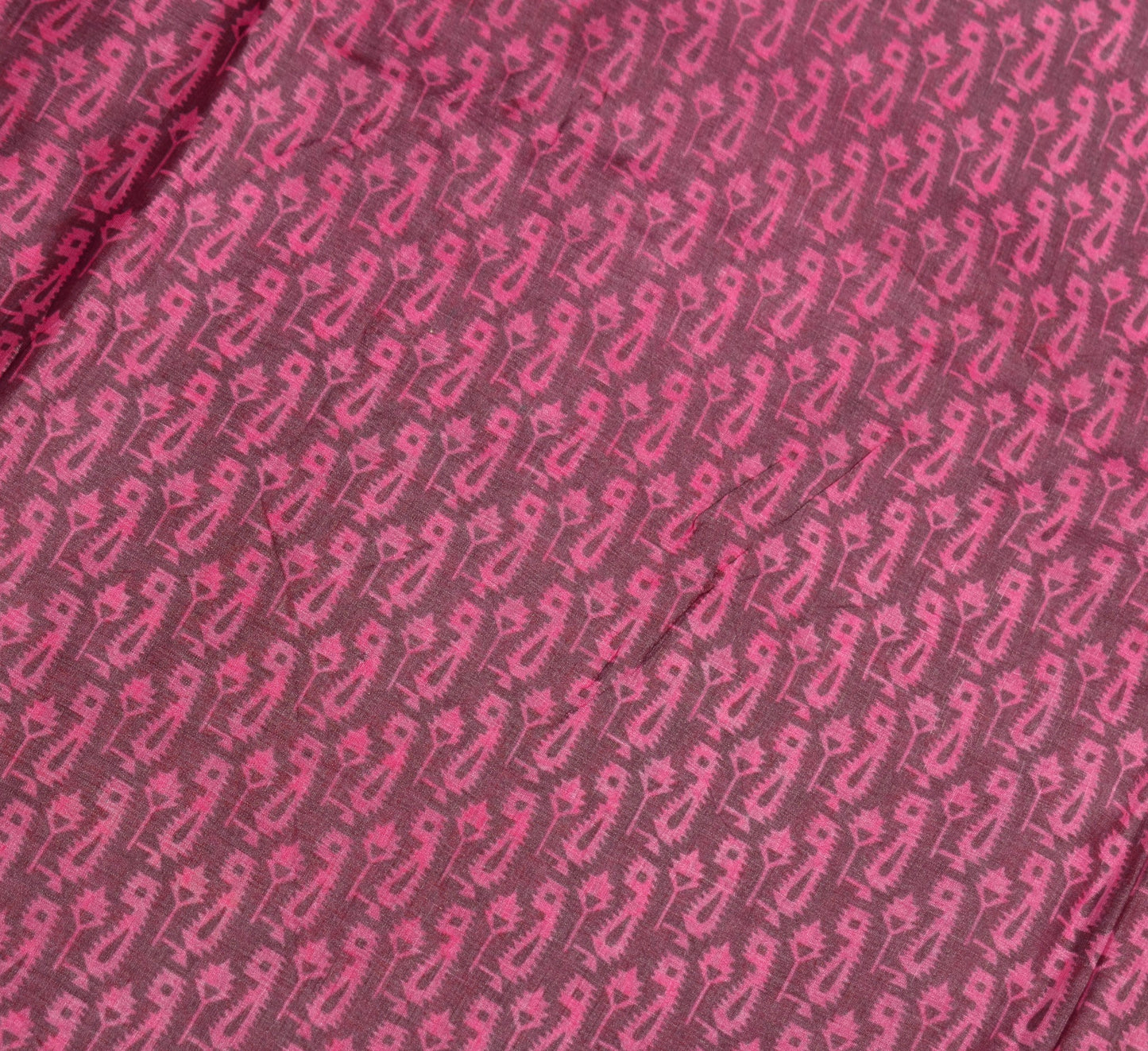 Sushila Vintage Purple Scrap Saree Pure Silk Printed Paisley Remnant Sari Fabric