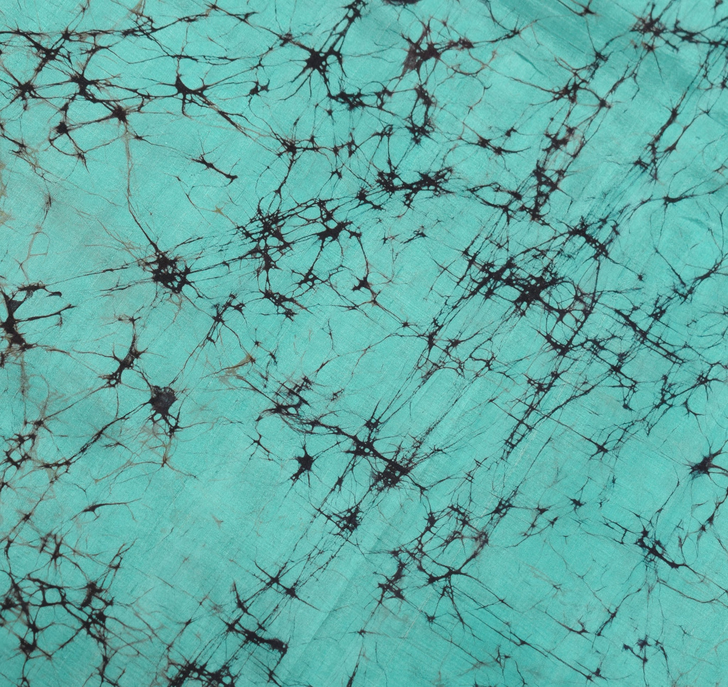 Sushila Vintage Aqua Green Scrap Saree Pure Silk Batik Printed Remnant Fabric