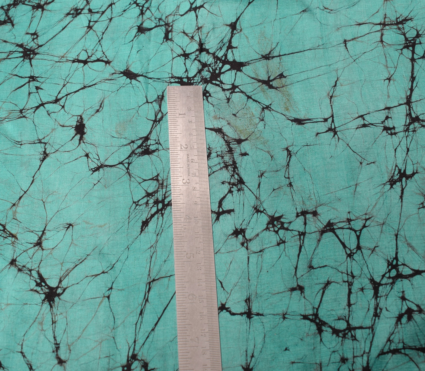 Sushila Vintage Aqua Green Scrap Saree Pure Silk Batik Printed Remnant Fabric