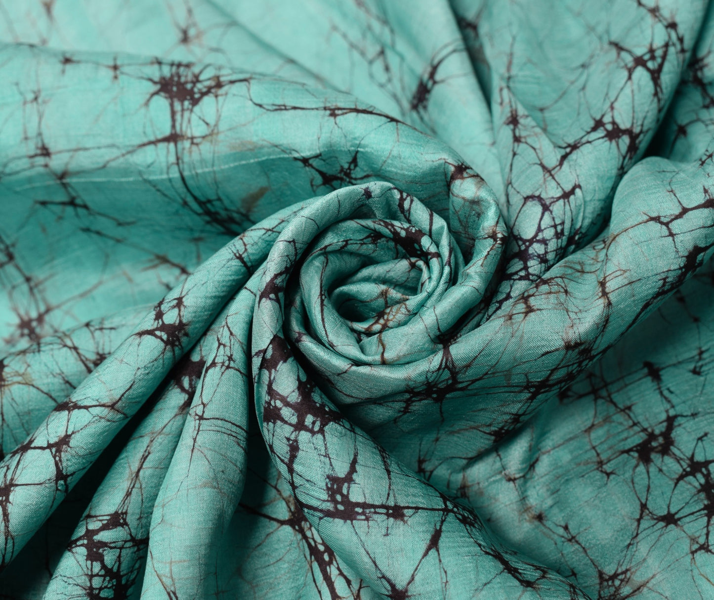 Sushila Vintage Aqua Green Scrap Saree Pure Silk Batik Printed Remnant Fabric