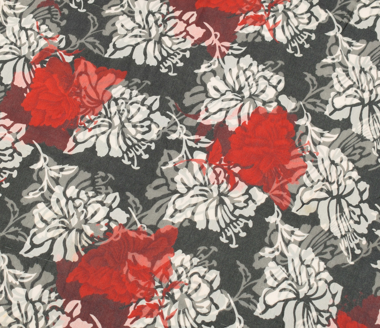 Sushila Vintage Floral Black Scrap Saree Pure Georgette Printed Remnant Fabric