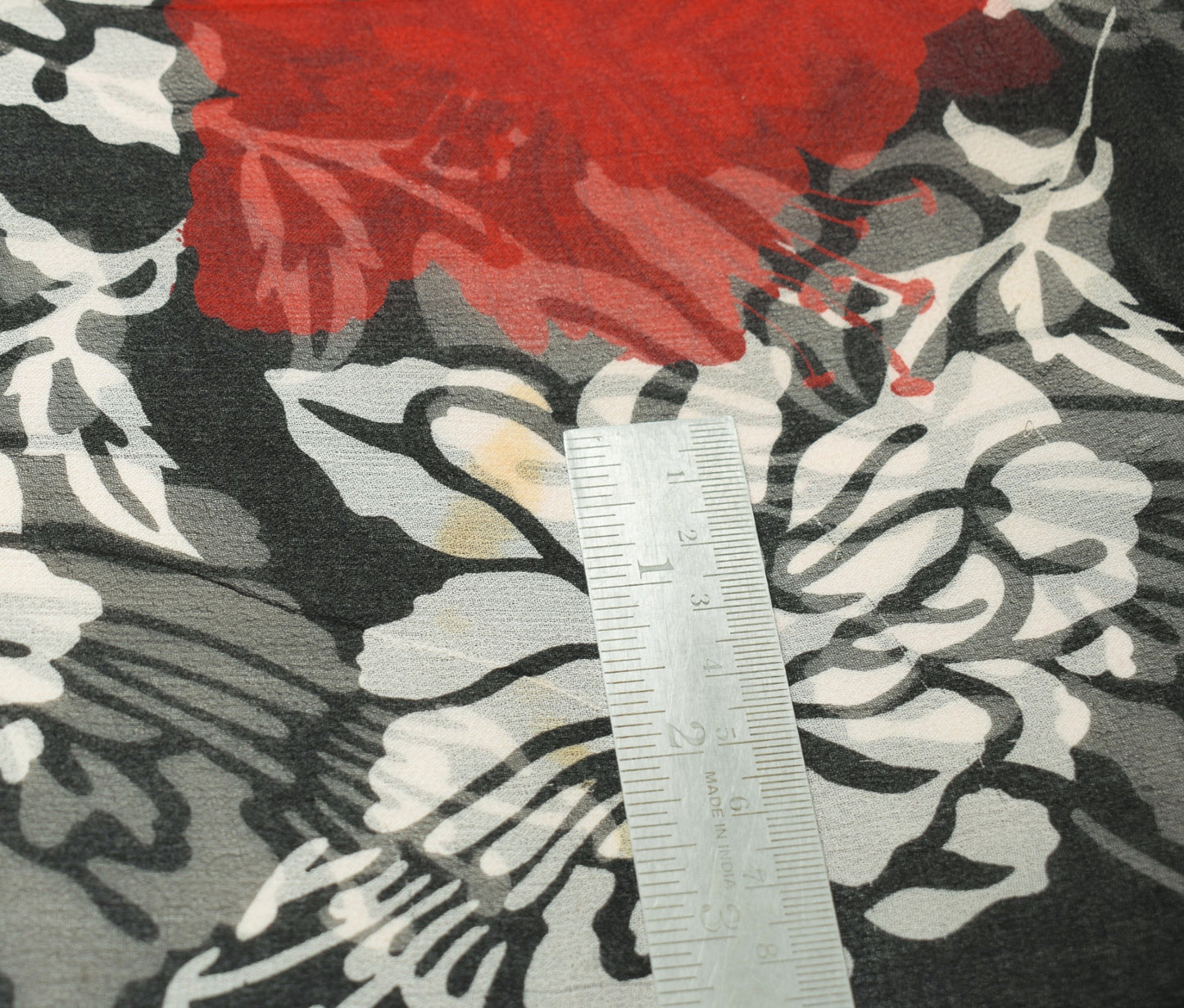 Sushila Vintage Floral Black Scrap Saree Pure Georgette Printed Remnant Fabric
