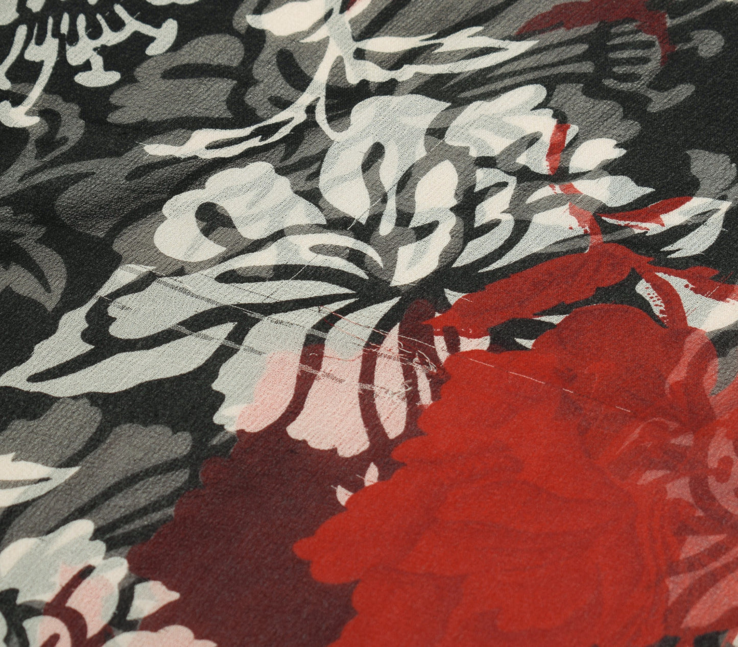 Sushila Vintage Floral Black Scrap Saree Pure Georgette Printed Remnant Fabric
