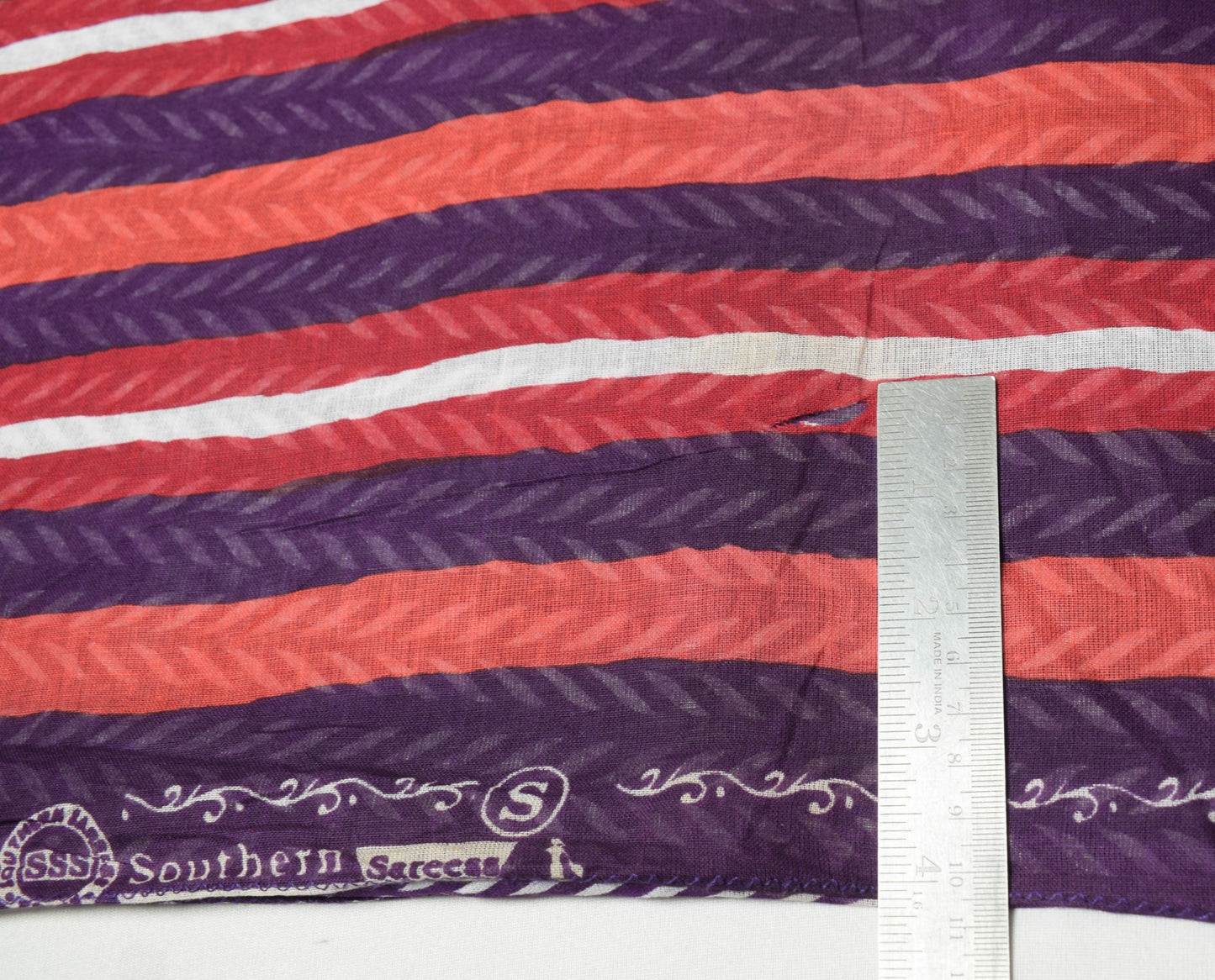 Sushila Vintage Purple Scrap Saree Pure Cotton Printed Floral Sari Craft Fabric
