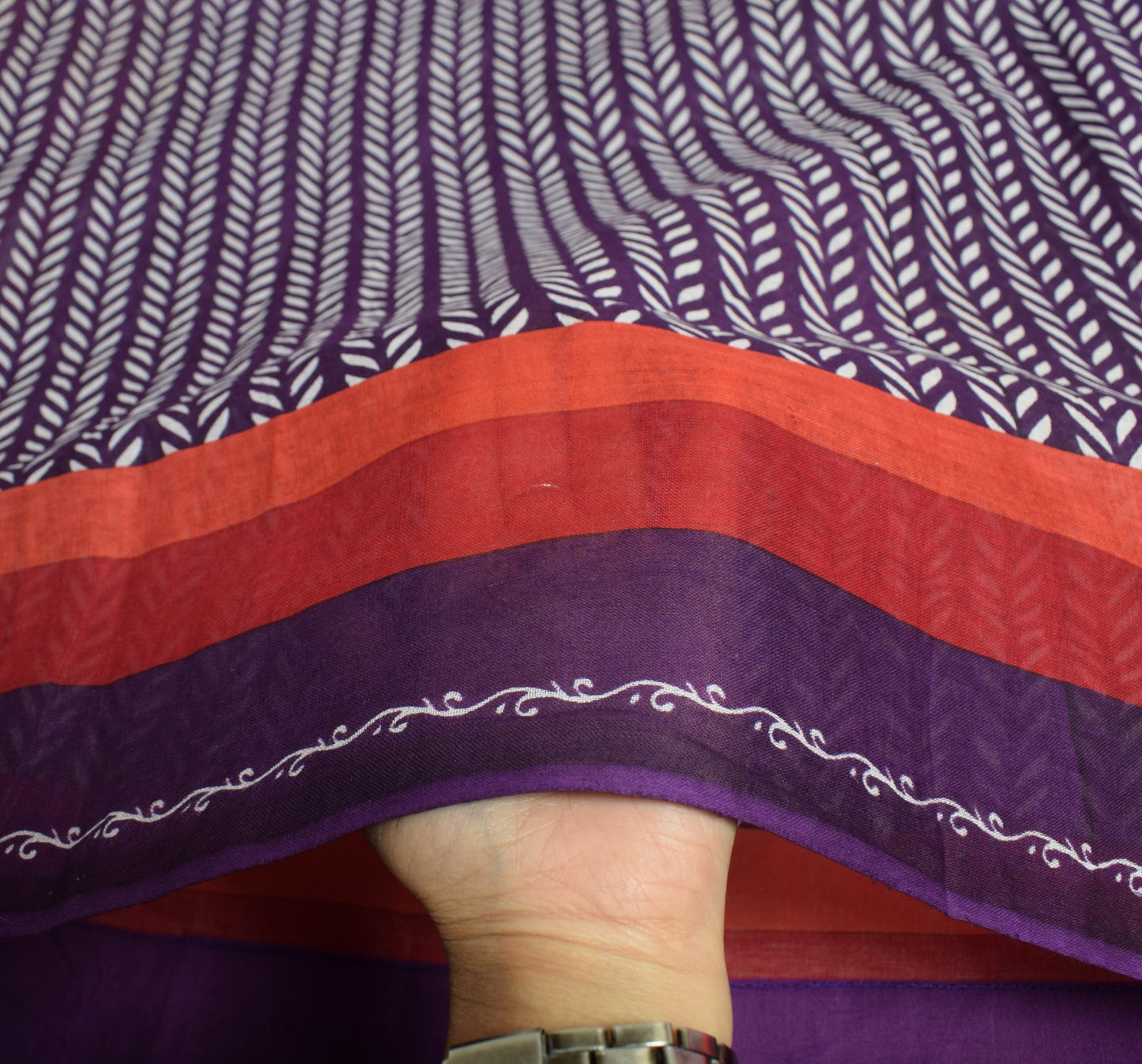 Sushila Vintage Purple Scrap Saree Pure Cotton Printed Floral Sari Craft Fabric