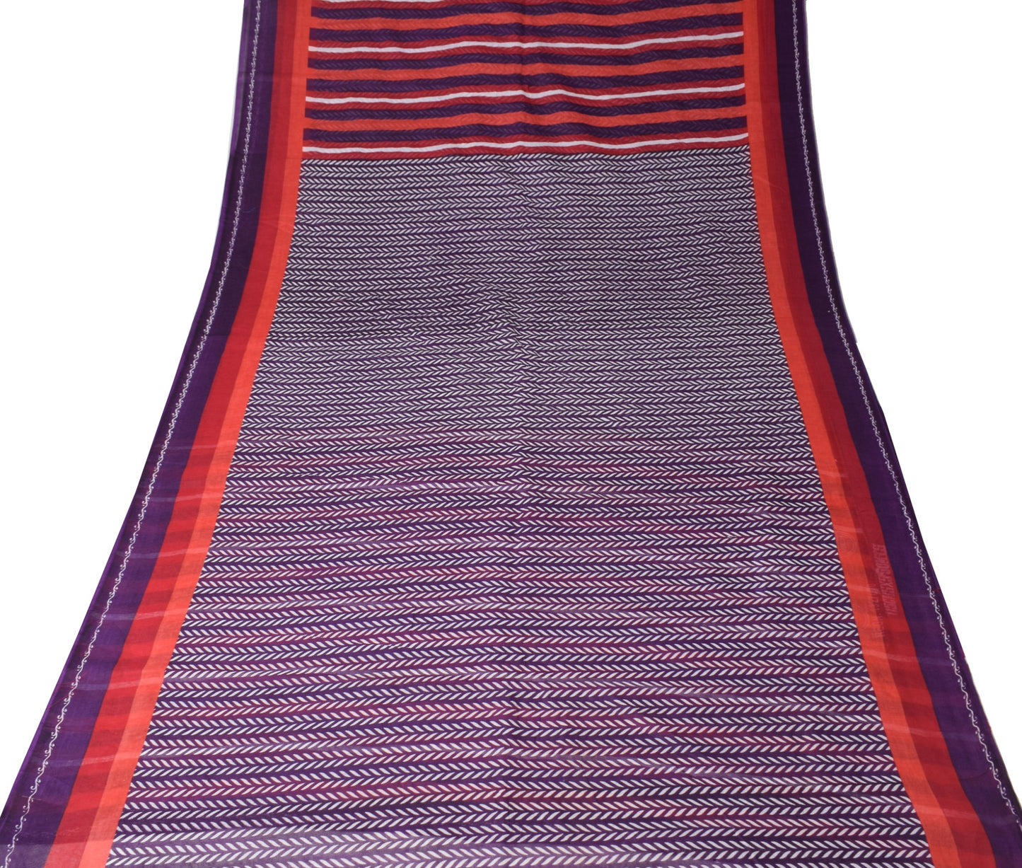 Sushila Vintage Purple Scrap Saree Pure Cotton Printed Floral Sari Craft Fabric