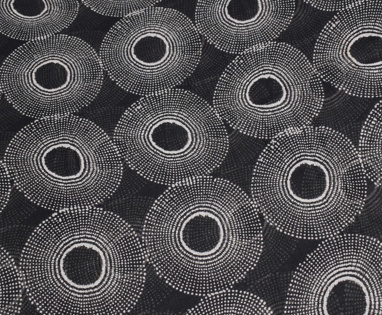Sushila Vintage Cream & Black Scrap Saree Pure Cotton Circle Printed Sari Fabric