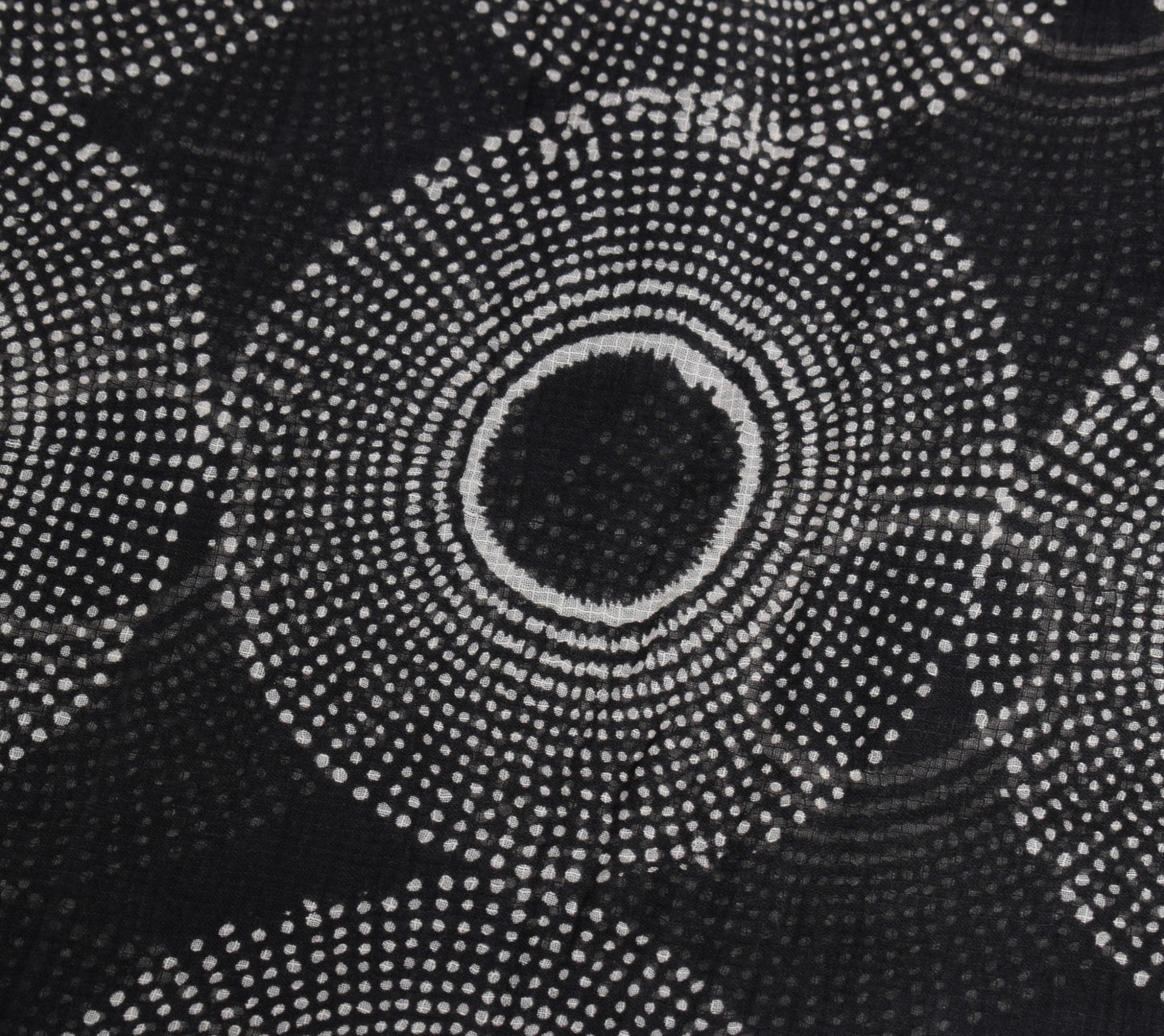 Sushila Vintage Cream & Black Scrap Saree Pure Cotton Circle Printed Sari Fabric