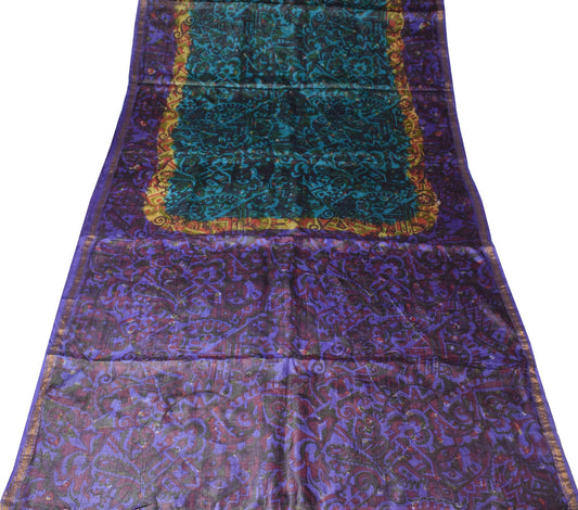 Sushila Vintage COLOR Scrap Saree Pure Silk Printed PATTERN Sari Fabric