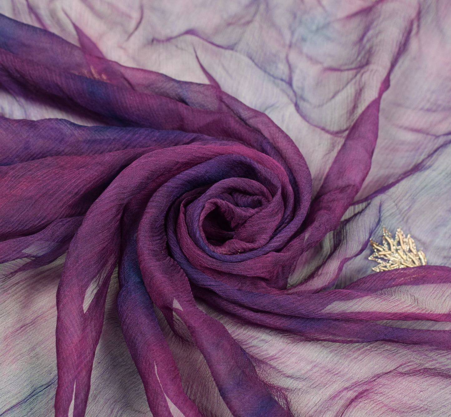 Sushila Vintage Handmade Scrap Dupatta Purple Pure Chiffon Tie-Dye Long Stole