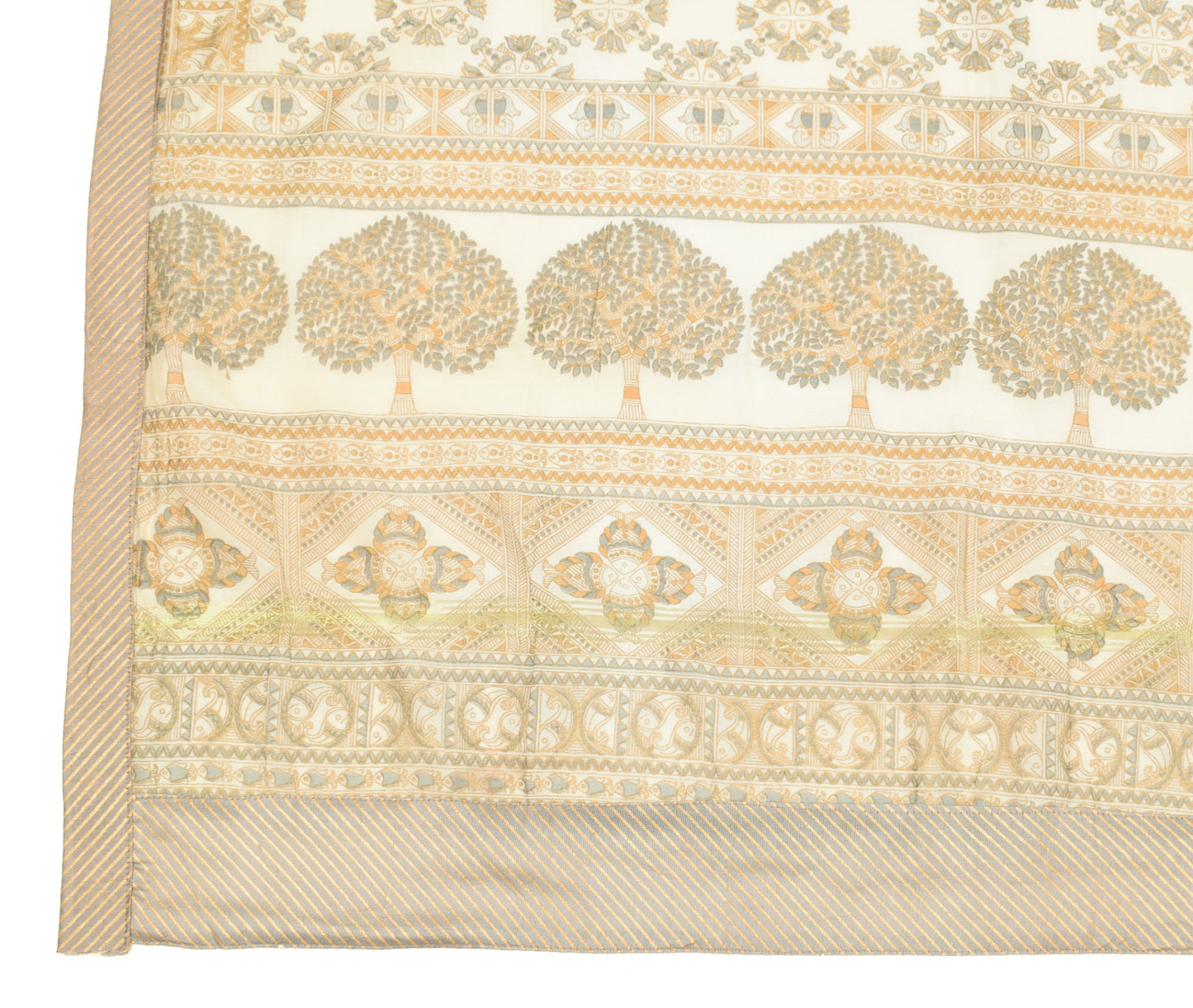 Sushila Vintage Fish Printed Scrap Dupatta Pure Cotton Handmade Long Stole Wrap